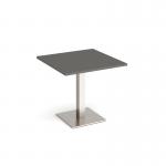 Brescia square dining table with flat square brushed steel base 800mm - Onyx Grey BDS800-BS-OG