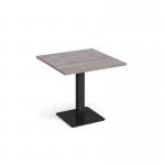 Brescia square dining table with flat square black base 800mm - grey oak BDS800-K-GO