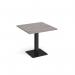 Brescia square dining table with flat square black base 800mm - grey oak