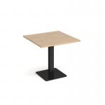 Brescia square dining table with flat square black base 800mm - kendal oak BDS800-K-KO