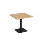 Brescia square dining table with flat square black base 800mm - oak