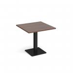 Brescia square dining table with flat square black base 800mm - walnut BDS800-K-W