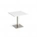 Brescia square dining table with flat square white base 800mm - made to order