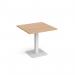 Brescia square dining table with flat square white base 800mm - beech BDS800-WH-B