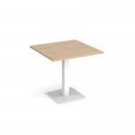 Brescia square dining table with flat square white base 800mm - kendal oak BDS800-WH-KO