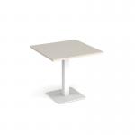 Brescia square dining table with flat square white base 800mm - Light Grey BDS800-WH-LG