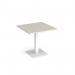 Brescia square dining table with flat square white base 800mm - Light Grey BDS800-WH-LG