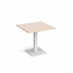 Brescia square dining table with flat square white base 800mm - maple BDS800-WH-M