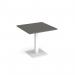 Brescia square dining table with flat square white base 800mm - Onyx Grey BDS800-WH-OG