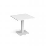 Brescia square dining table with flat square white base 800mm - white