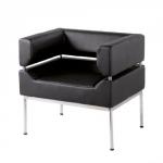 Benotto reception single tub chair 720mm wide - black faux leather BEN50001