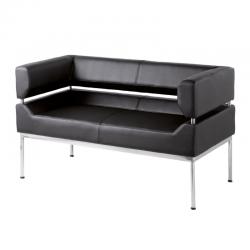 Benotto reception 2 seater chair 1270mm wide - black bonded leather BEN50002