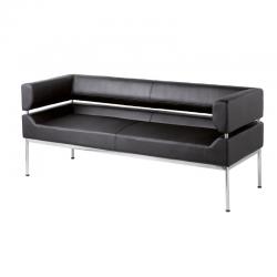 Benotto reception 3 seater chair 1770mm wide - black bonded leather BEN50003