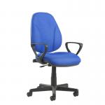 Bilbao fabric operators chair with lumbar support and fixed arms - blue BIL308B1-L-B