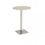 Brescia circular poseur table with flat square brushed steel base 800mm - made to order BPC800-BS