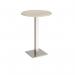 Brescia circular poseur table with flat square brushed steel base 800mm - made to order BPC800-BS
