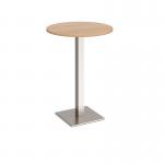 Brescia circular poseur table with flat square brushed steel base 800mm - made to order BPC800-BS
