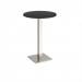 Brescia circular poseur table with flat square brushed steel base 800mm - Black BPC800-BS-BK