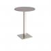 Brescia circular poseur table with flat square brushed steel base 800mm - grey oak BPC800-BS-GO