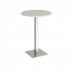 Brescia circular poseur table with flat square brushed steel base 800mm - Light Grey BPC800-BS-LG
