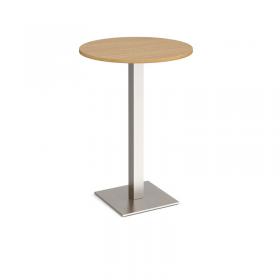 Brescia circular poseur table with flat square brushed steel base 800mm - oak BPC800-BS-O