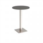 Brescia circular poseur table with flat square brushed steel base 800mm - Onyx Grey BPC800-BS-OG