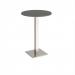 Brescia circular poseur table with flat square brushed steel base 800mm - Onyx Grey BPC800-BS-OG