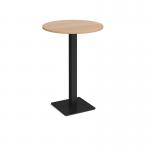 Brescia circular poseur table with flat square black base 800mm - beech