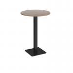 Brescia circular poseur table with flat square black base 800mm - barcelona walnut BPC800-K-BW