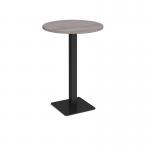 Brescia circular poseur table with flat square black base 800mm - grey oak BPC800-K-GO