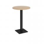 Brescia circular poseur table with flat square black base 800mm - kendal oak BPC800-K-KO