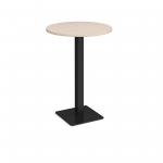 Brescia circular poseur table with flat square black base 800mm - maple