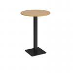 Brescia circular poseur table with flat square black base 800mm - oak BPC800-K-O