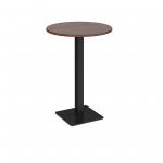 Brescia circular poseur table with flat square black base 800mm - walnut BPC800-K-W