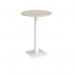 Brescia circular poseur table with flat square white base 800mm - made to order BPC800-WH