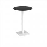 Brescia circular poseur table with flat square white base 800mm - Black BPC800-WH-BK