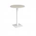 Brescia circular poseur table with flat square white base 800mm - Light Grey BPC800-WH-LG