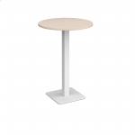 Brescia circular poseur table with flat square white base 800mm - maple BPC800-WH-M