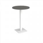 Brescia circular poseur table with flat square white base 800mm - Onyx Grey BPC800-WH-OG