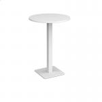Brescia circular poseur table with flat square white base 800mm - white BPC800-WH-WH
