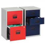 Bisley A4 home filer with 2 drawers - grey with blue drawers BPFA2B
