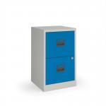 Bisley A4 home filer with 2 drawers - grey with blue drawers BPFA2B