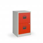 Bisley A4 home filer with 2 drawers - grey with red drawers BPFA2R