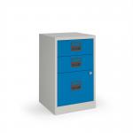 Bisley A4 home filer with 3 drawers - grey with blue drawers BPFA3B