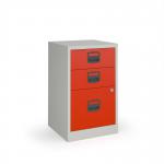 Bisley A4 home filer with 3 drawers - grey with red drawers BPFA3R