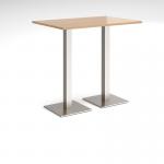Brescia rectangular poseur table with flat square brushed steel bases 1200mm x 800mm - beech