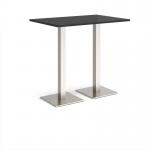Brescia rectangular poseur table with flat square brushed steel bases 1200mm x 800mm - Black BPR1200-BS-BK