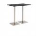 Brescia rectangular poseur table with flat square brushed steel bases 1200mm x 800mm - Black BPR1200-BS-BK