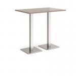 Brescia rectangular poseur table with flat square brushed steel bases 1200mm x 800mm - barcelona walnut BPR1200-BS-BW