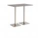 Brescia rectangular poseur table with flat square brushed steel bases 1200mm x 800mm - grey oak BPR1200-BS-GO